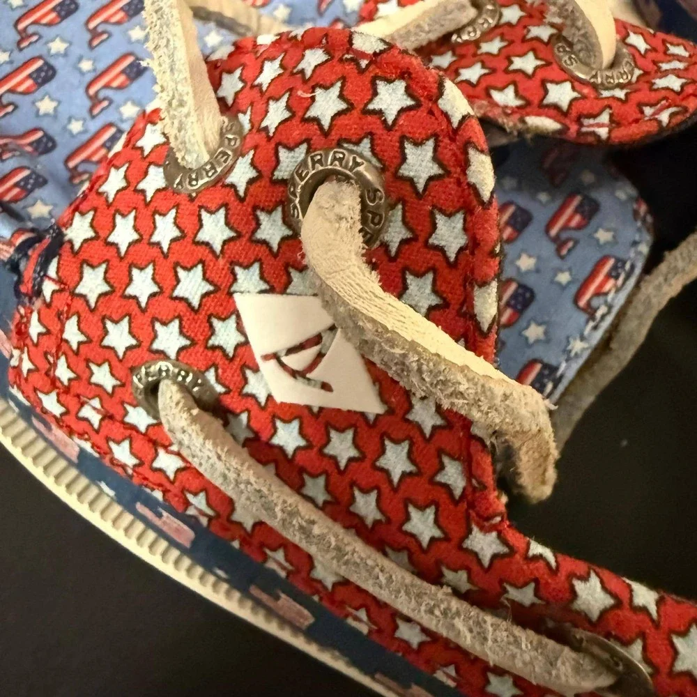 Sperry Vineyard Vines Boat Shoes Mens 9 American Flag Stars Patriotic STS19092